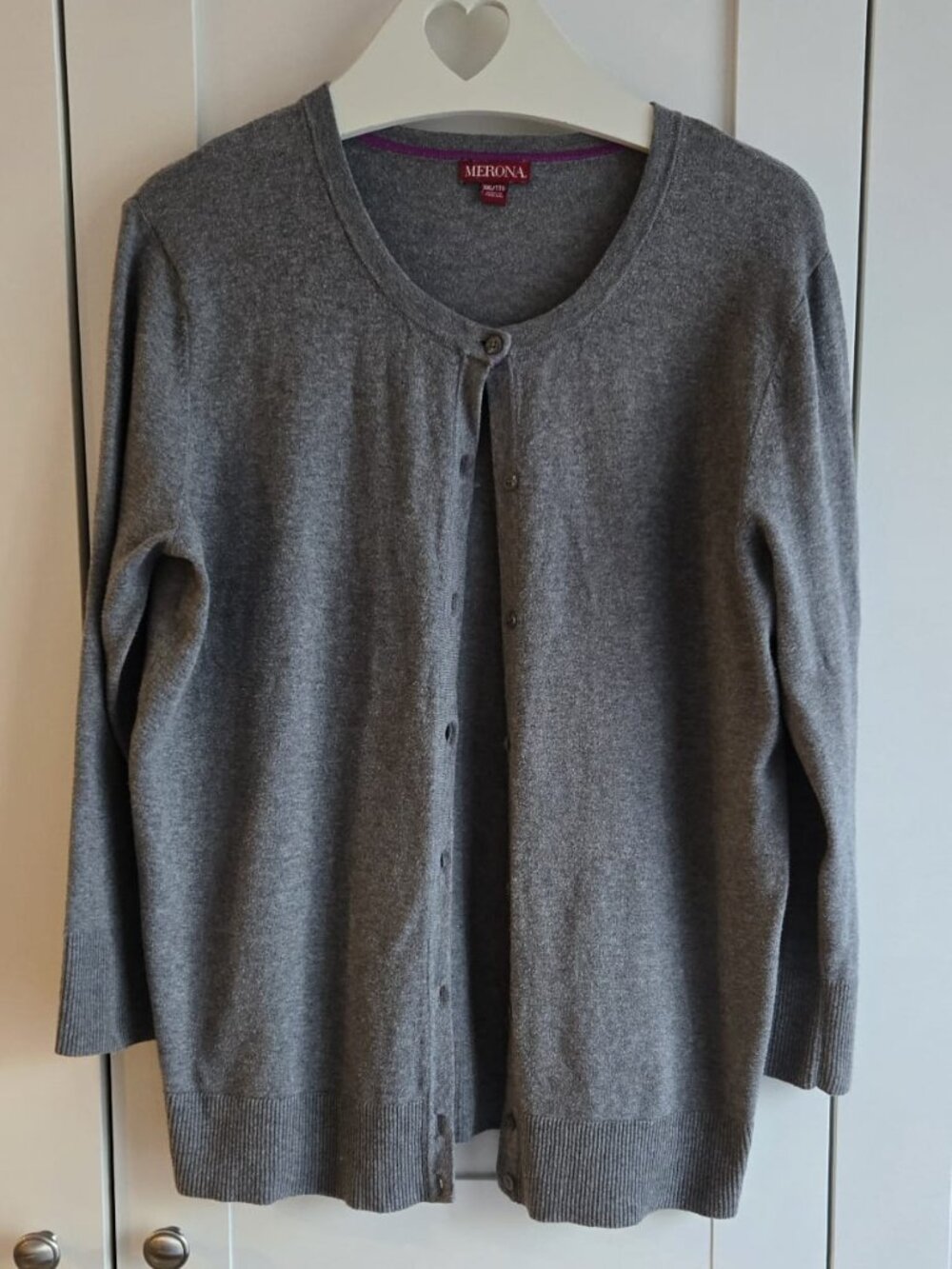 Merona Women's XXL Grey Cotton Blend Button Cardigan